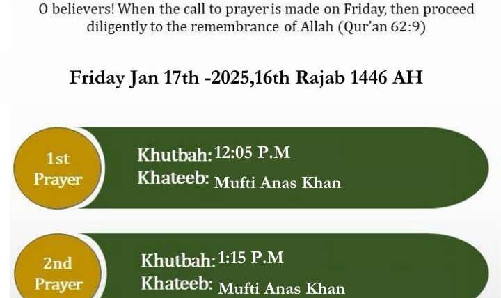 ICCD Friday Prayer Details