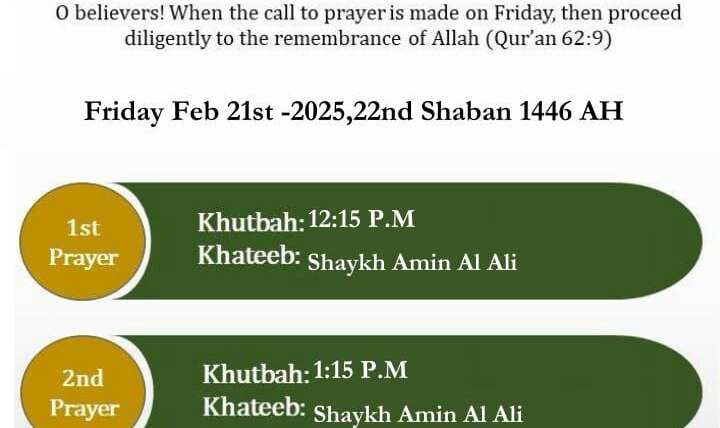 ICCD Friday Prayer Details