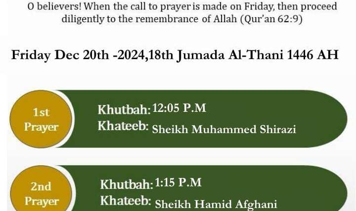 ICCD Friday Prayer Details